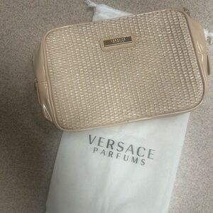 Versace Cream Woven Cosmetic Bag